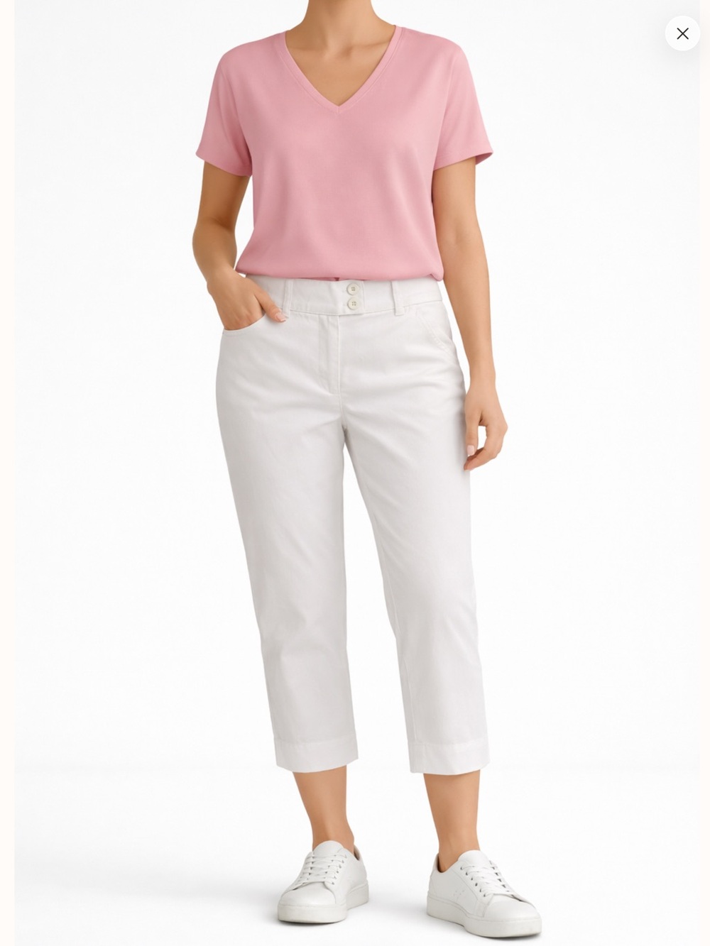 🌼🌸 Talbots Heritage White Capri Pants Cropped Stretch Petite 8P Minimalist Chic